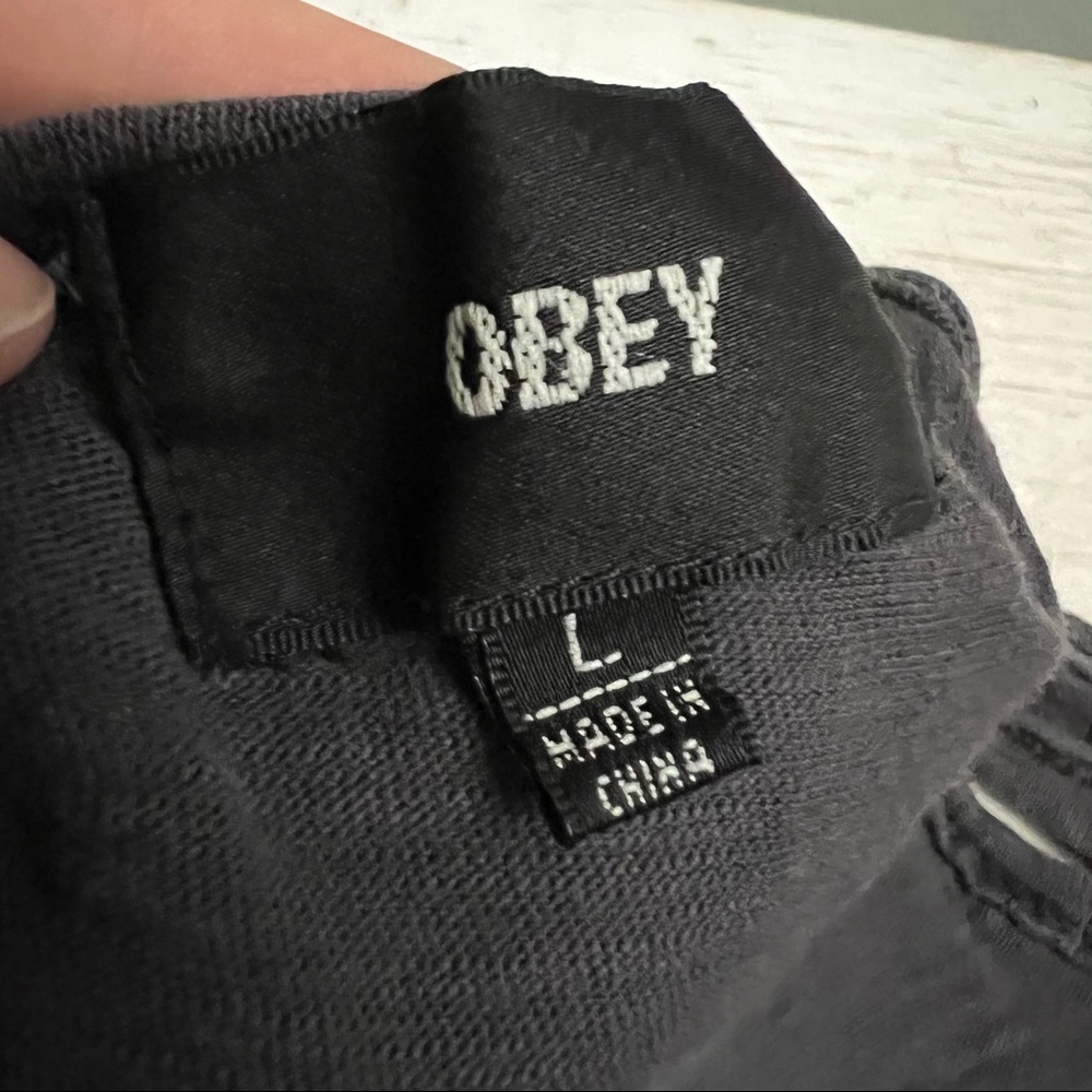 Obey Distressed Grey Black Glasses Patter Slub Racerback Tank Size L - Picture 12 of 15